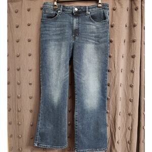 WILLIAM RAST Jeans Juniors 31 Blue Dark Wash Super High Rise Flare Crop Stretch